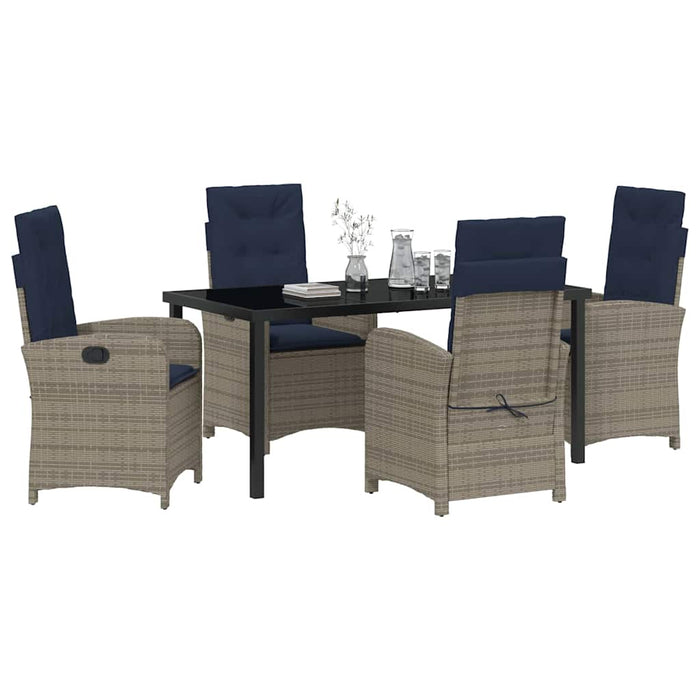 Set da Pranzo da Giardino in 5 Pezzi con Cuscini  - Rattan Sintetico Grigio. 3380354