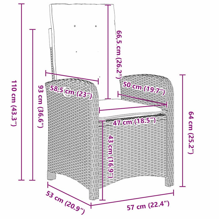 Set da Pranzo da Giardino in 5 Pezzi con Cuscini  - Rattan Sintetico Grigio. 3380354