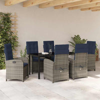 Set da giardino di 7 pezzi con cuscini  in polirattan grigio. 3380355