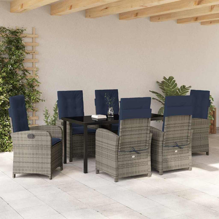 Set da giardino di 7 pezzi con cuscini  in polirattan grigio. 3380355