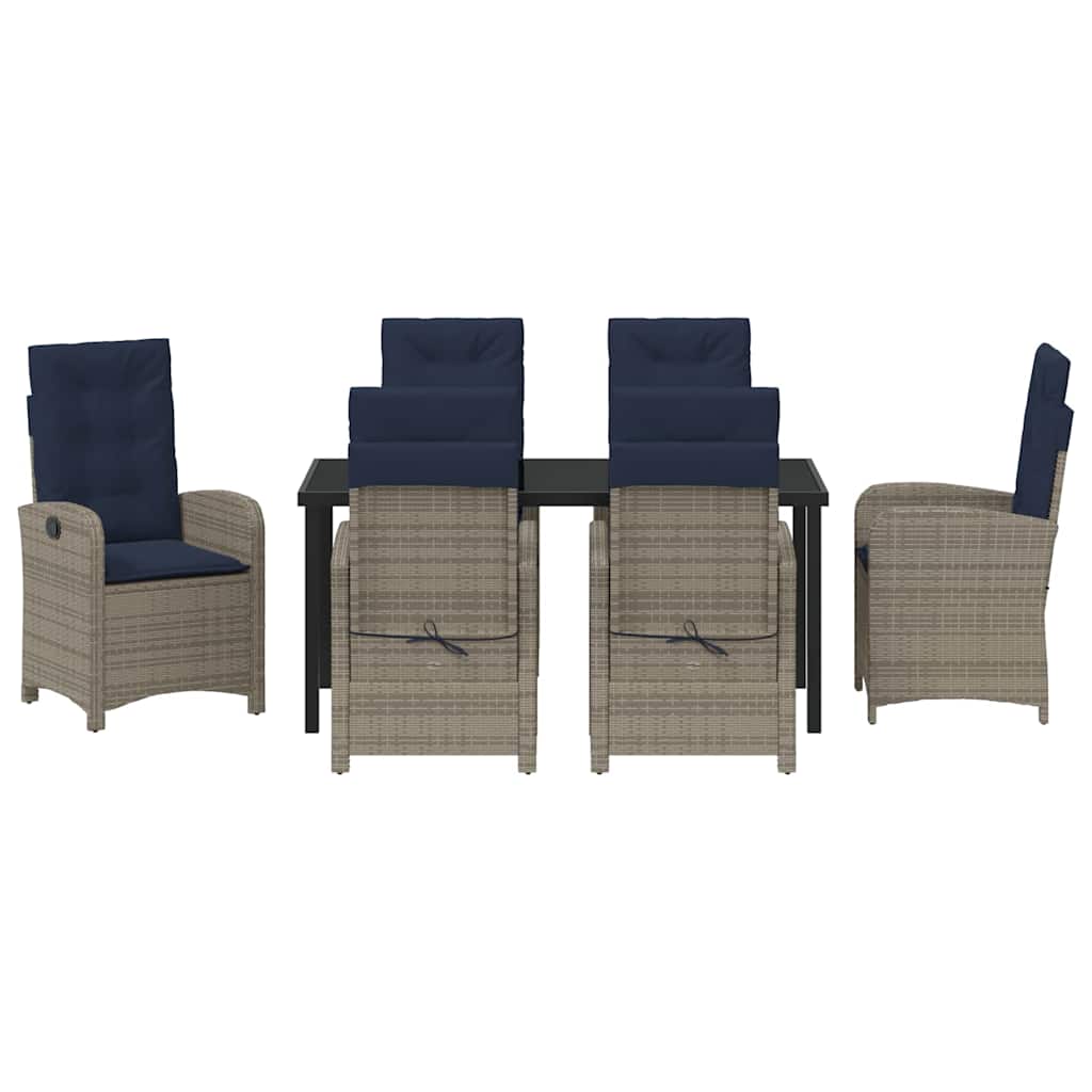 Set da giardino di 7 pezzi con cuscini  in polirattan grigio. 3380355