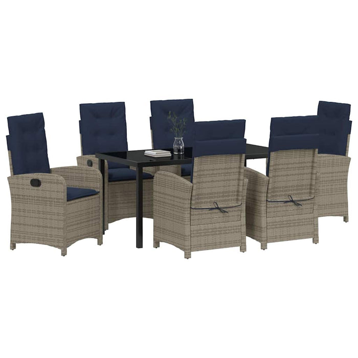 Set da giardino di 7 pezzi con cuscini  in polirattan grigio. 3380355