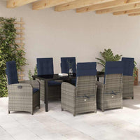 vidaXL Set da Pranzo per Giardino 7 pcs Grigio polyrattan