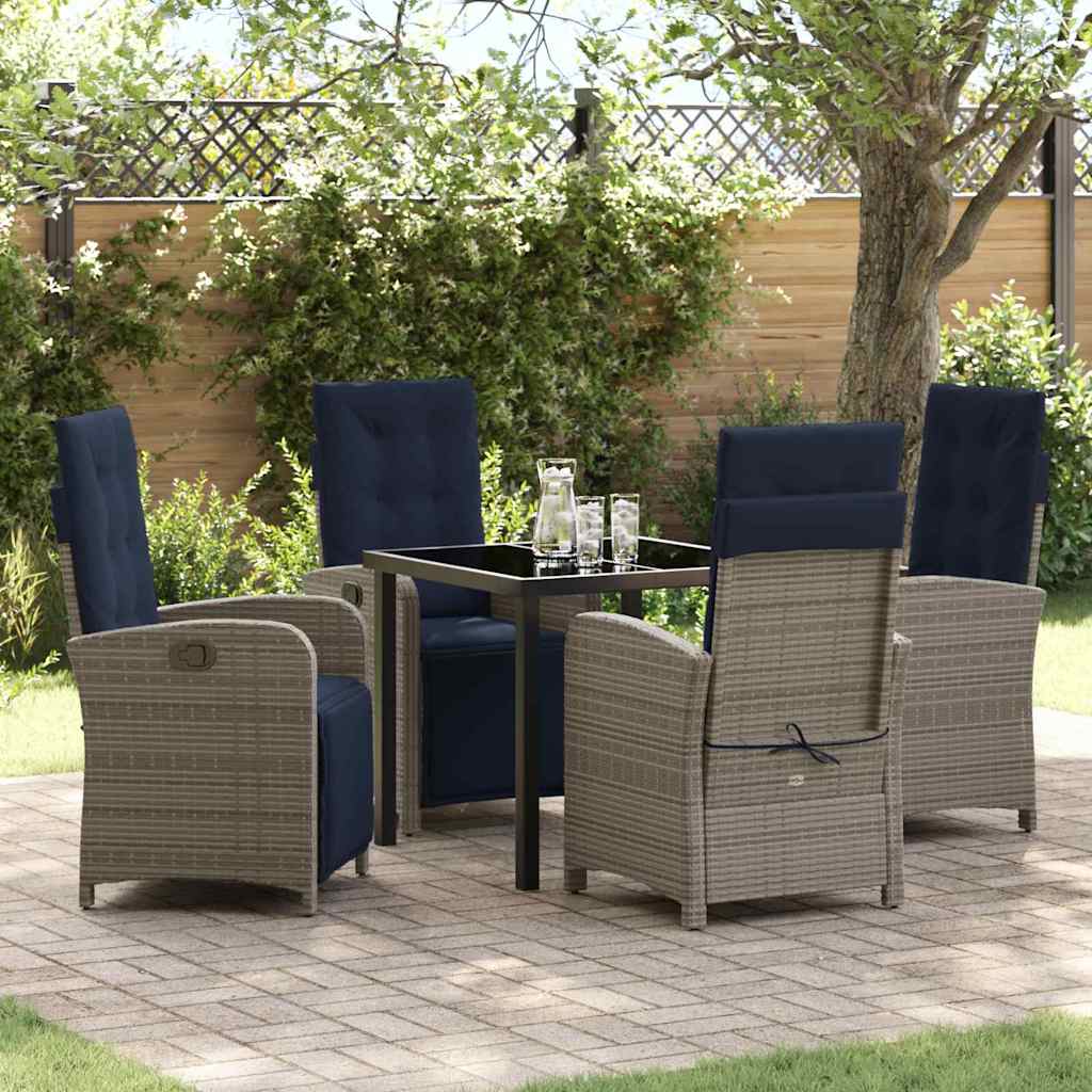 Set da Pranzo per Giardino 5 pcs Grigio polyrattan 3380359