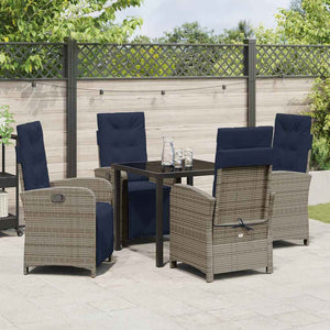 Set da Pranzo per Giardino 5 pcs Grigio polyrattan 3380359