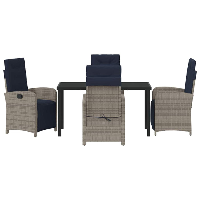 Set da pranzo da giardino  5 pezzi in polirattan grigio 3380360