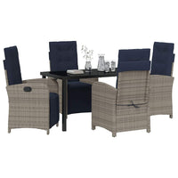 Set da pranzo da giardino  5 pezzi in polirattan grigio 3380360