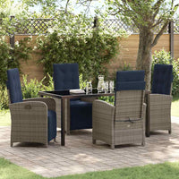 Set da pranzo da giardino  5 pezzi in polirattan grigio. 3380361