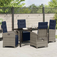Set da pranzo da giardino  5 pezzi in polirattan grigio. 3380361