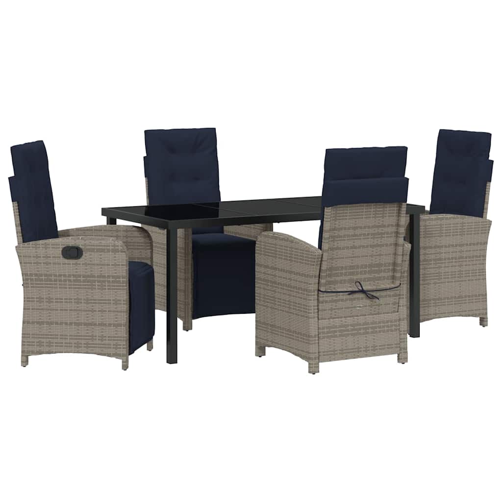 Set da pranzo da giardino  5 pezzi in polirattan grigio. 3380361