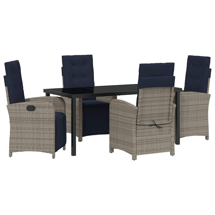 Set da pranzo da giardino  5 pezzi in polirattan grigio. 3380361