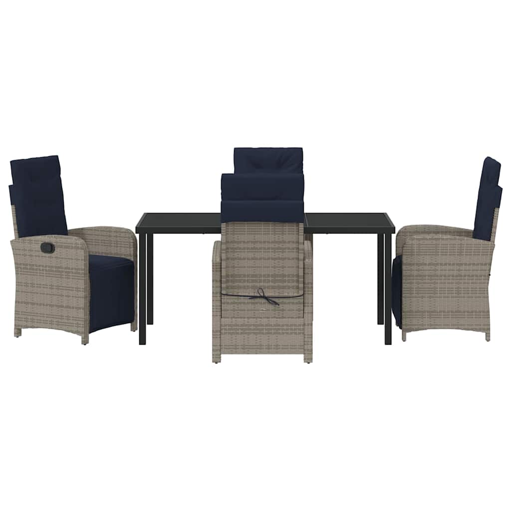 Set da pranzo da giardino  5 pezzi in polirattan grigio. 3380361