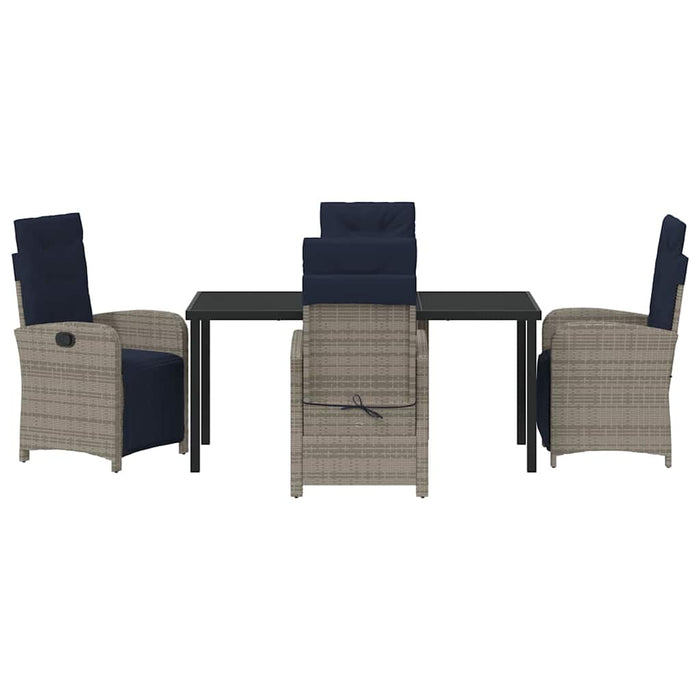 Set da pranzo da giardino  5 pezzi in polirattan grigio. 3380361