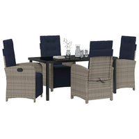 Set da pranzo da giardino  5 pezzi in polirattan grigio. 3380361
