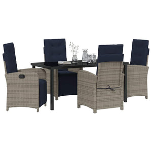 Set da pranzo da giardino  5 pezzi in polirattan grigio. 3380361