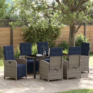 Set da pranzo da giardino , 7 pezzi in polirattan grigio. 3380362