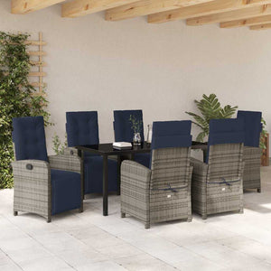 Set da pranzo da giardino , 7 pezzi in polirattan grigio. 3380362