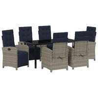 Set da pranzo da giardino , 7 pezzi in polirattan grigio. 3380362