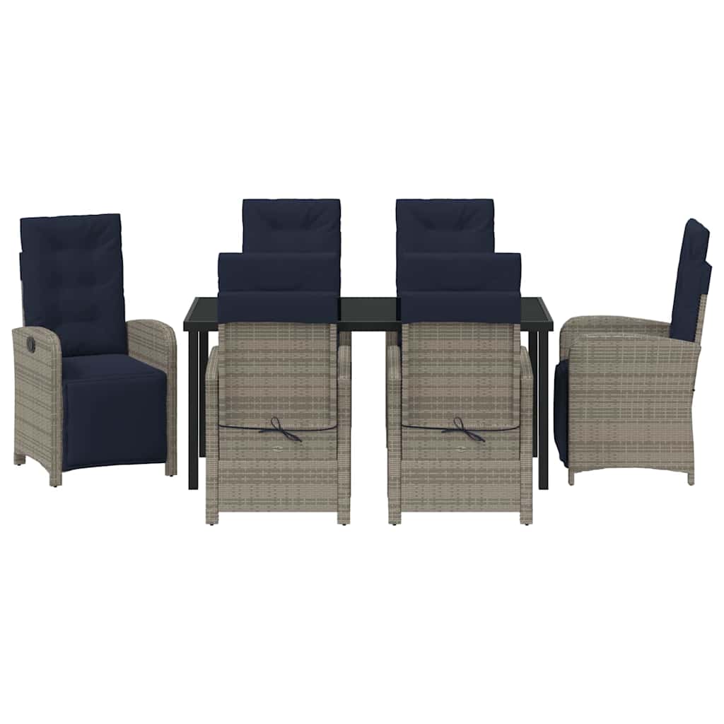 Set da pranzo da giardino , 7 pezzi in polirattan grigio. 3380362