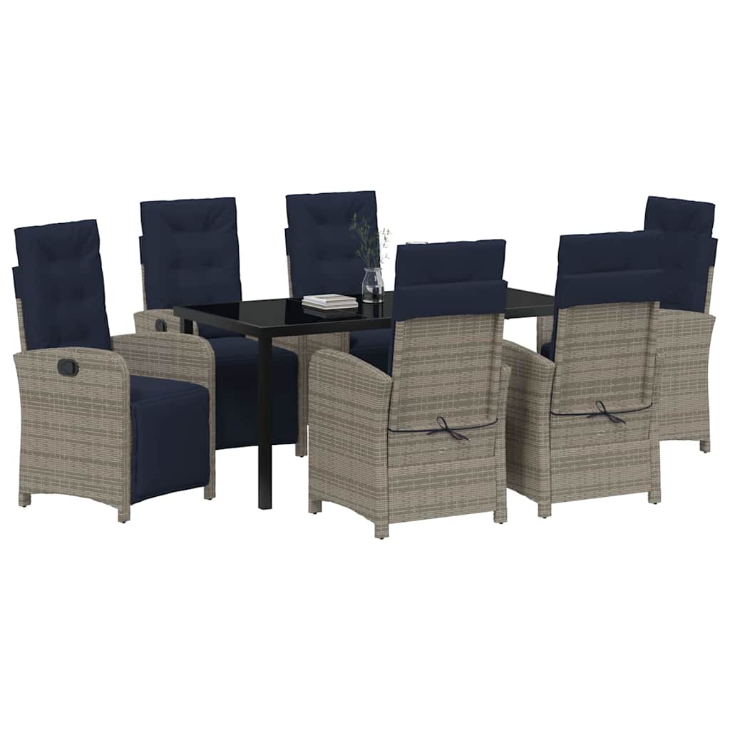 Set da pranzo da giardino , 7 pezzi in polirattan grigio. 3380362