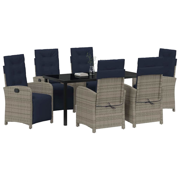 Set da pranzo da giardino , 7 pezzi in polirattan grigio. 3380362