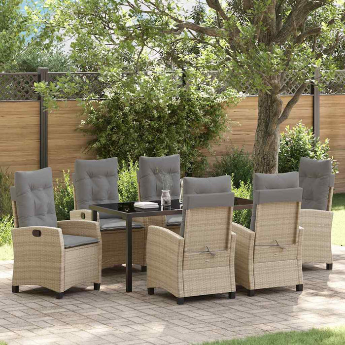 Set da pranzo da giardino 7 pezzi con cuscini in rattan sintetico beige 3380404