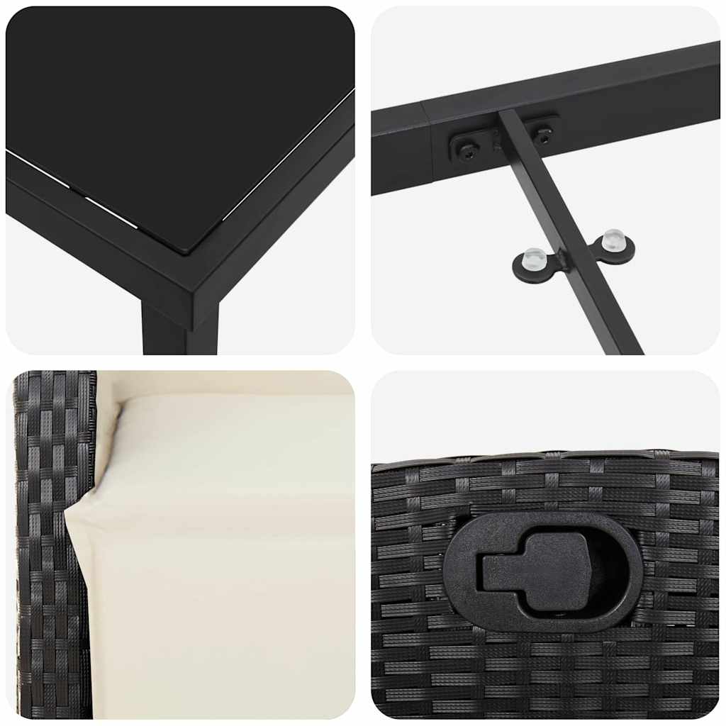 Set da pranzo da giardino, 3 pezzi in rattan d'argilla nero. 3380414