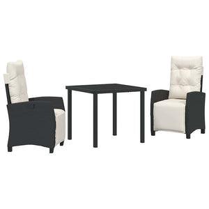Set da pranzo da giardino, 3 pezzi in rattan d'argilla nero. 3380414