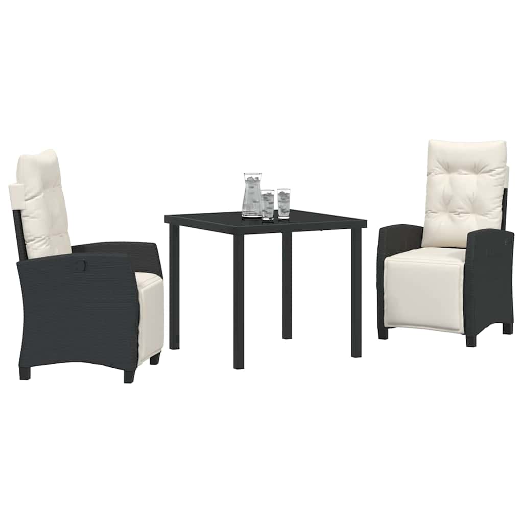 Set da pranzo da giardino, 3 pezzi in rattan d'argilla nero. 3380414