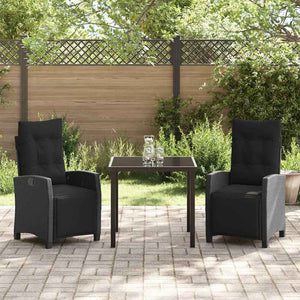 Set da Pranzo per Giardino 3 pcs Nero polyrattan 3380421
