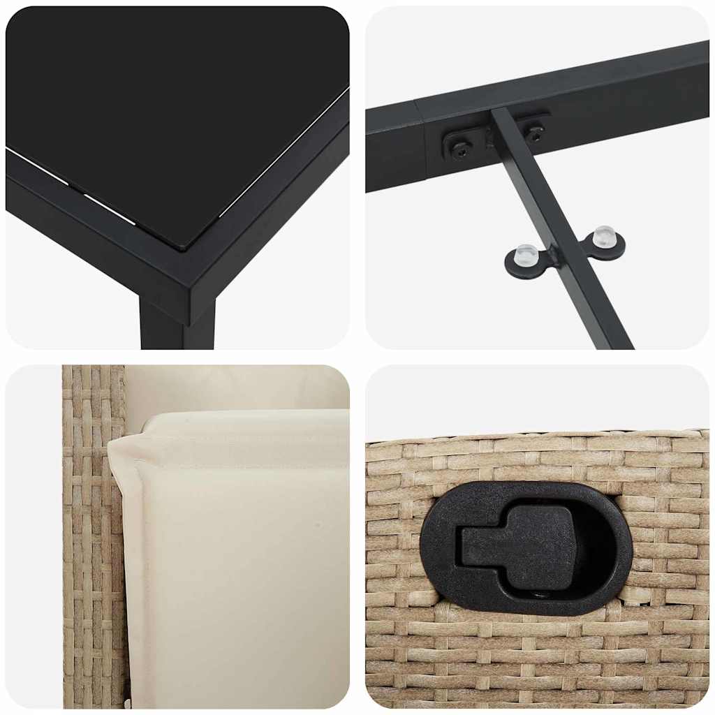 Set da Pranzo per Giardino 3 pcs Beige polyrattan 3380442