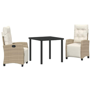 Set da Pranzo per Giardino 3 pcs Beige polyrattan 3380442