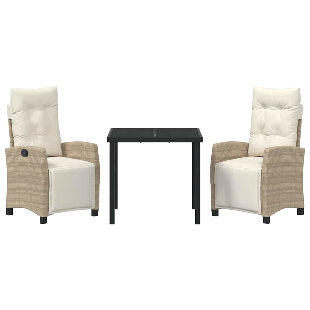 Set da Pranzo per Giardino 3 pcs Beige polyrattan 3380442