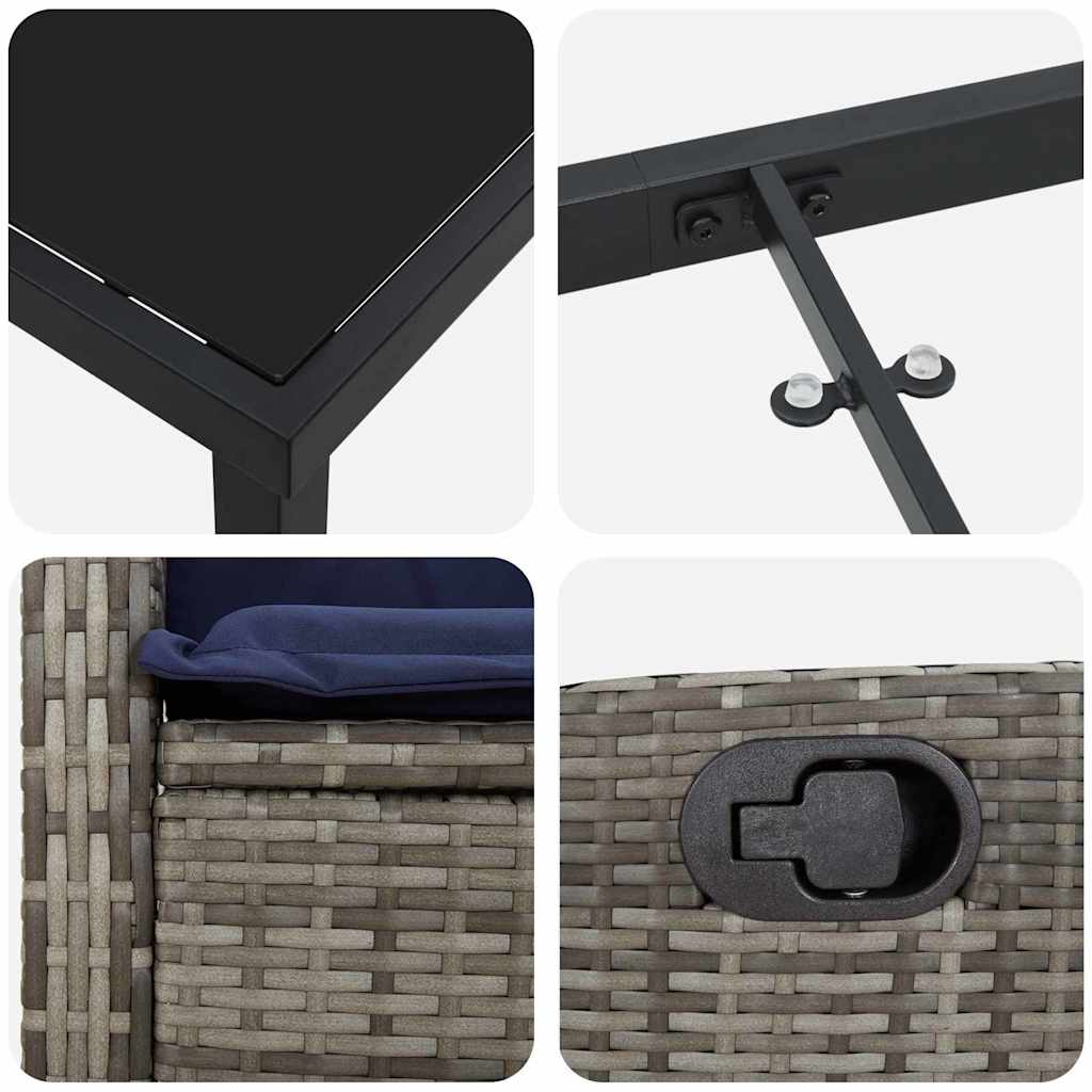 Set da Pranzo per Giardino con cuscino 7 pcs Grigio polyrattan 3380468