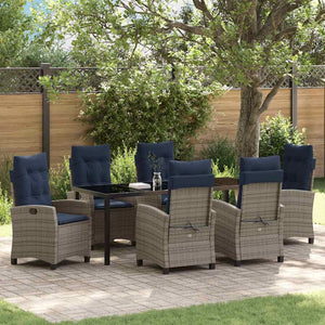 Set da Pranzo per Giardino con cuscino 7 pcs Grigio polyrattan 3380468