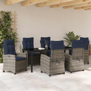 Set da Pranzo per Giardino con cuscino 7 pcs Grigio polyrattan 3380468