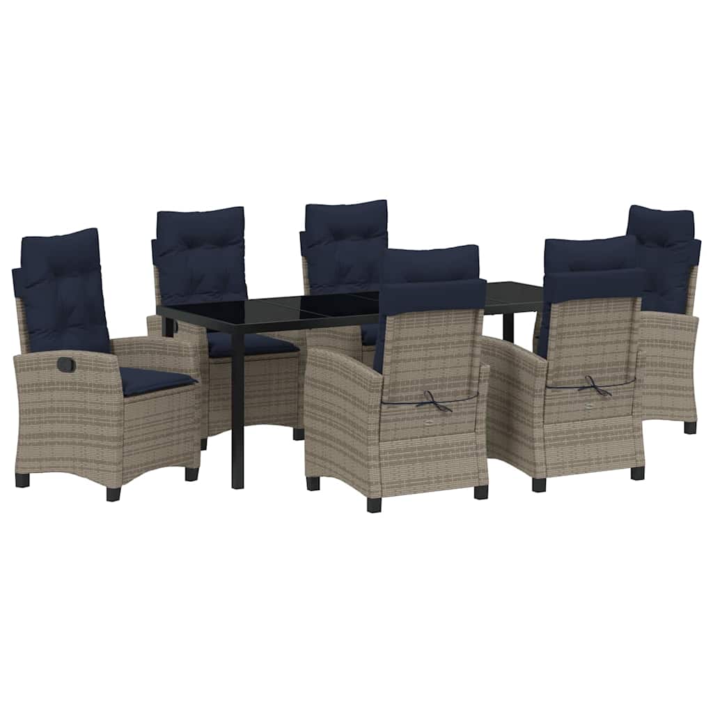 Set da Pranzo per Giardino con cuscino 7 pcs Grigio polyrattan 3380468