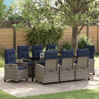 Set da Pranzo per Giardino con cuscino 9 pcs Grigio polyrattan 3380469