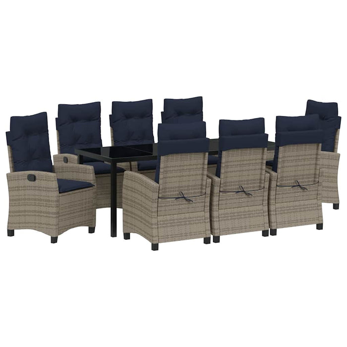 Set da Pranzo per Giardino con cuscino 9 pcs Grigio polyrattan 3380469