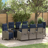 Set da Pranzo per Giardino con cuscino 9 pcs Grigio polyrattan 3380476