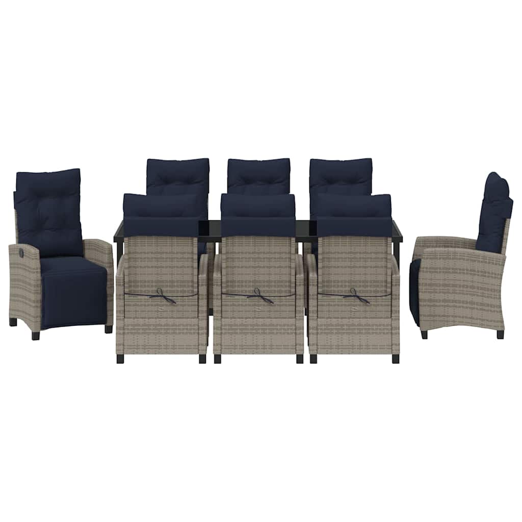 Set da Pranzo per Giardino con cuscino 9 pcs Grigio polyrattan 3380476