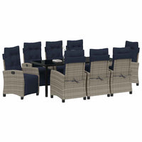 Set da Pranzo per Giardino con cuscino 9 pcs Grigio polyrattan 3380476