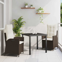 Set da Pranzo per Giardino 3 pcs Marrone polyrattan 3380491