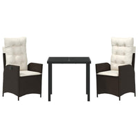 Set da Pranzo per Giardino 3 pcs Marrone polyrattan 3380491