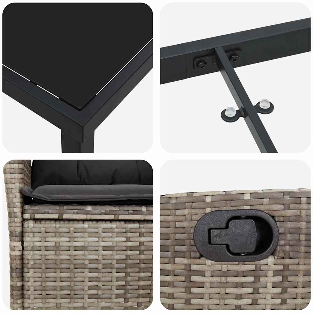 Set da Pranzo per Giardino 3 pcs Grigio polyrattan 3380498