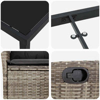 Set da Pranzo per Giardino 3 pcs Grigio polyrattan 3380498