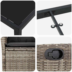 Set da Pranzo per Giardino 3 pcs Grigio polyrattan 3380498