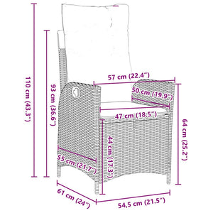 Set da Pranzo per Giardino 3 pcs Grigio polyrattan 3380498