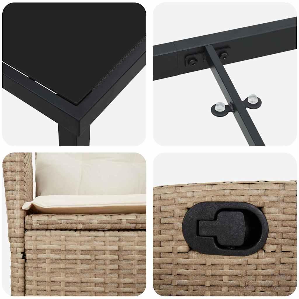 Set da Pranzo per Giardino 3 pcs Beige polyrattan 3380505