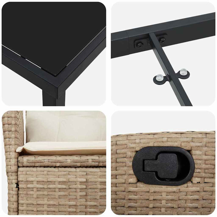 Set da Pranzo per Giardino 3 pcs Beige polyrattan 3380505